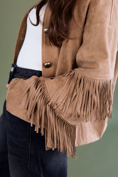 Suede-look jacket with fringes h5 Picture5